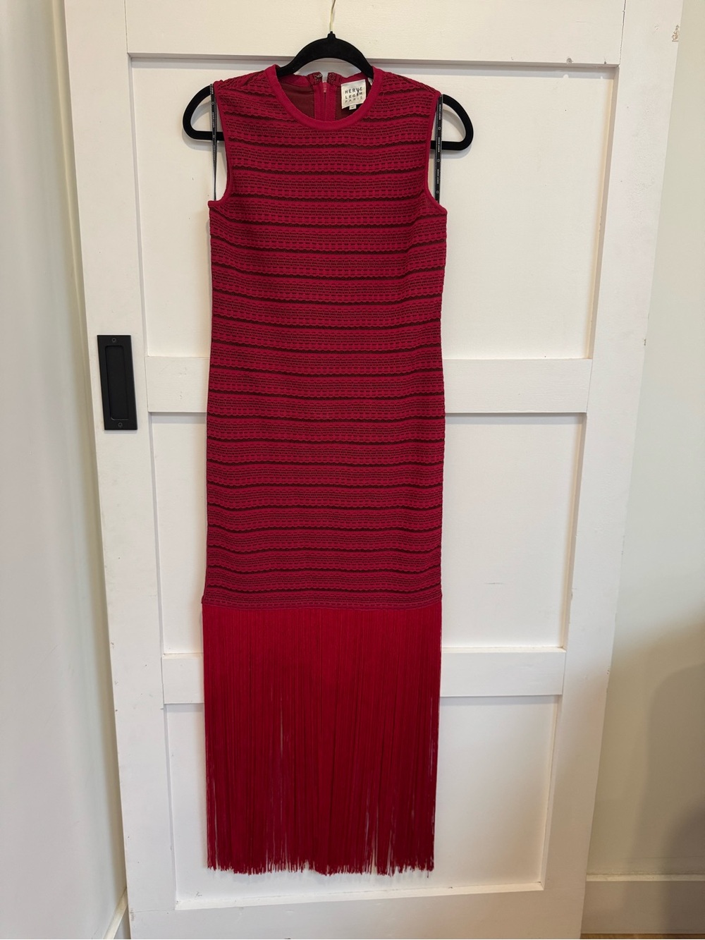 Hervé Léger Raspberry Fringe Bandage Evening Gown Dress M ❤️ HL